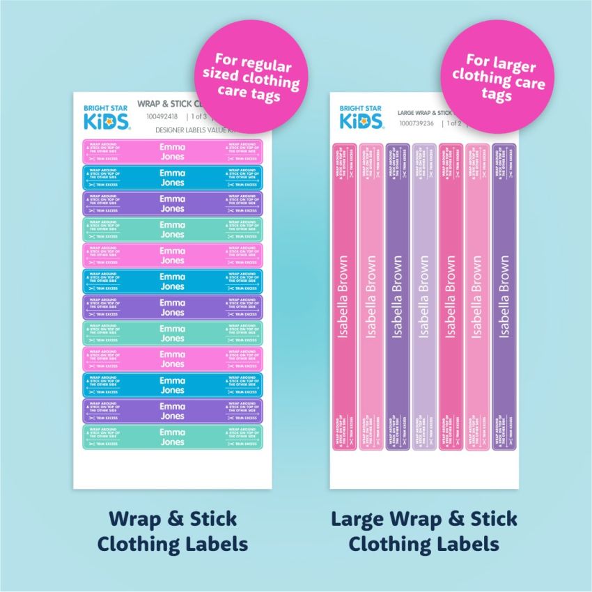 Large Wrap & Stick Clothing Name Labels product preview image