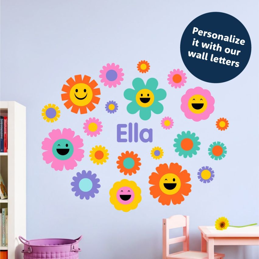 Bright Smiley Flowers Wall Stickers product preview image