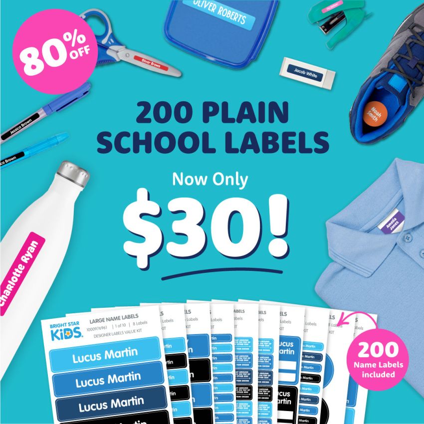 Plain School Name Labels Kit product preview image