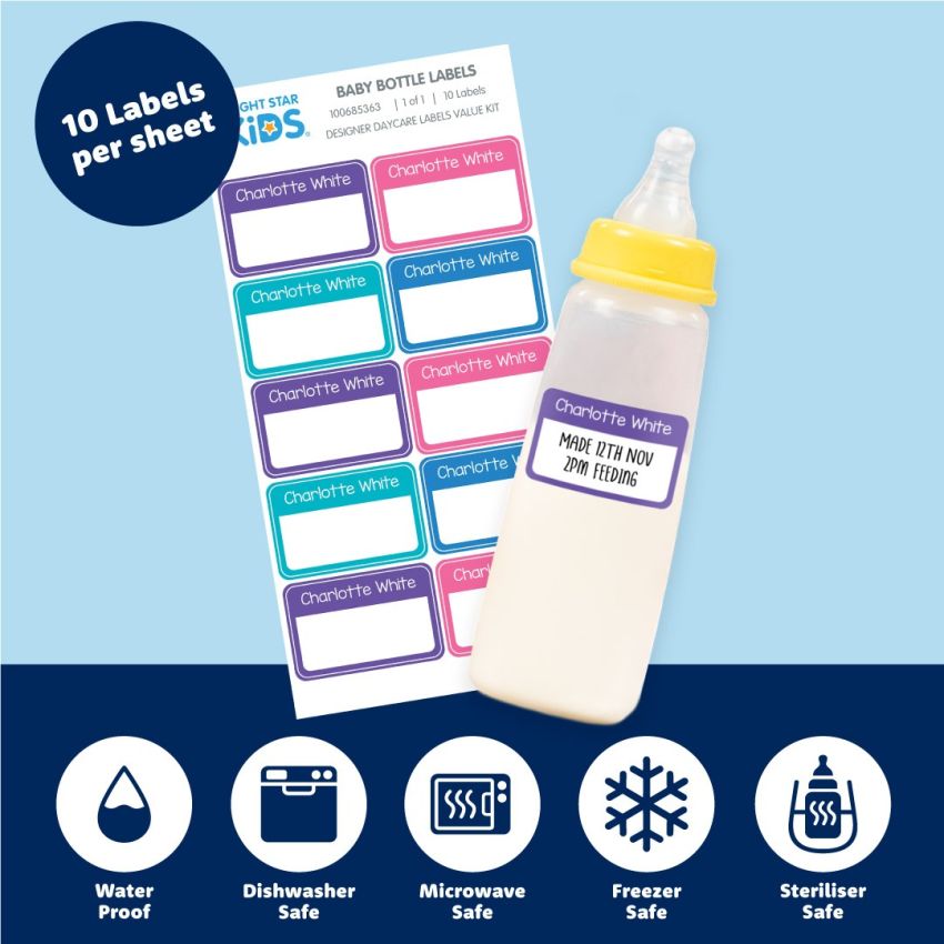 Classic Baby Bottle Name Labels product preview image