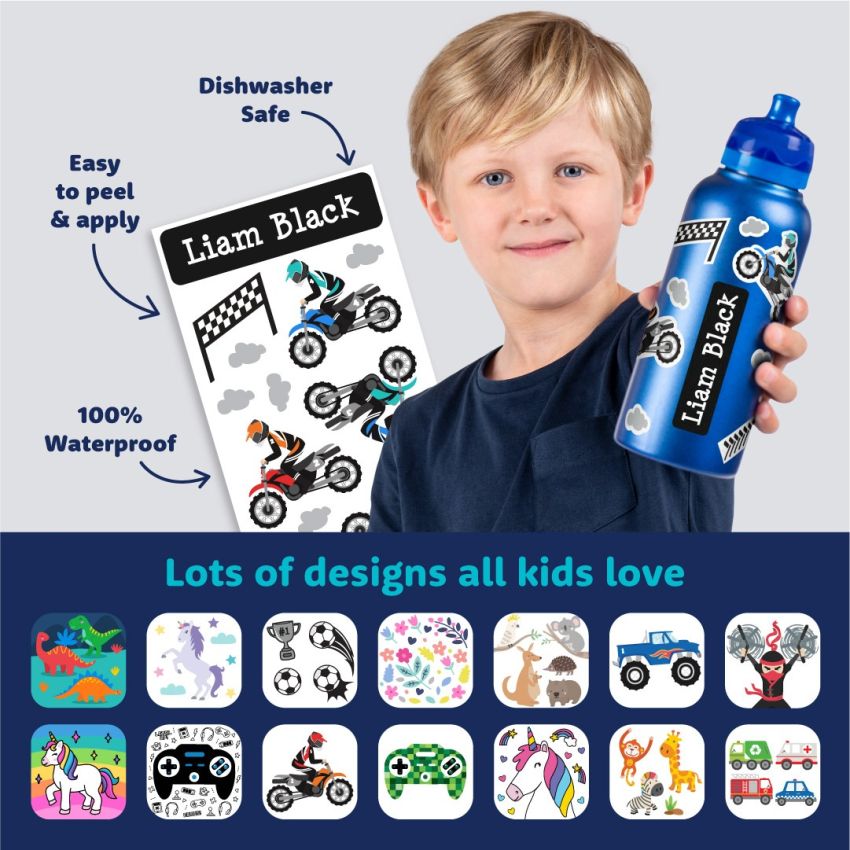 Kids Drink Bottle Name Labels product preview image