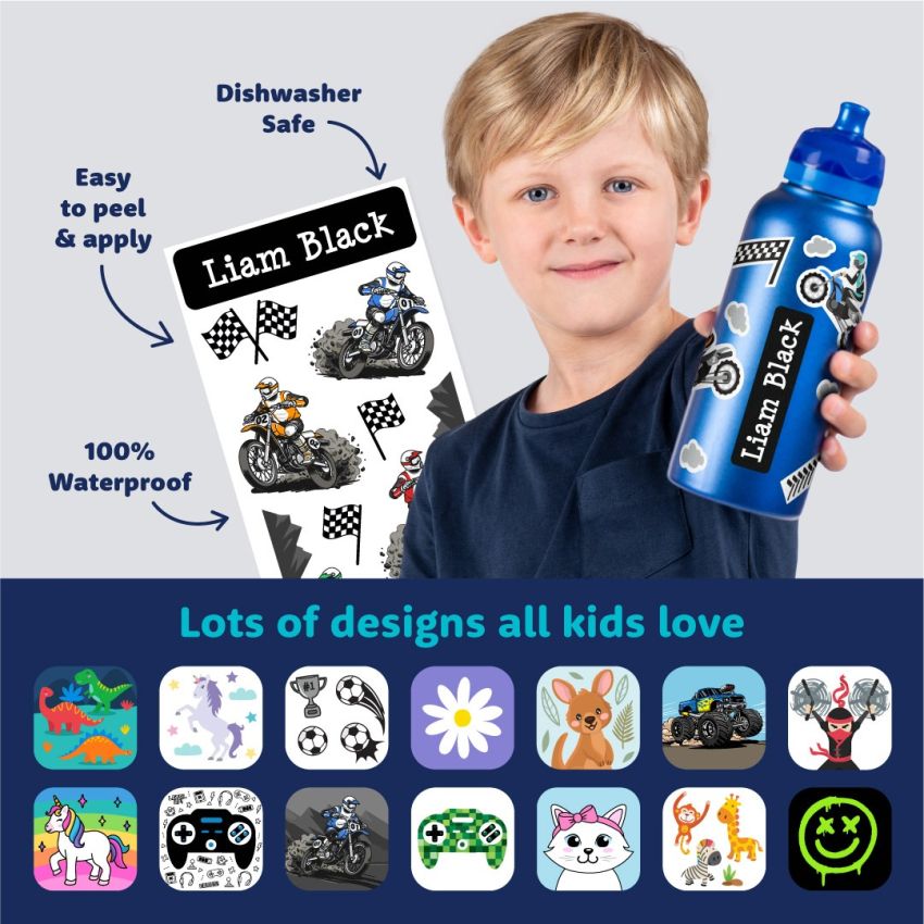 Kids Drink Bottle Name Labels product preview image