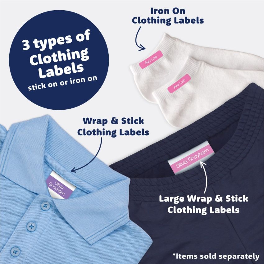 Large Wrap & Stick Clothing Name Labels product preview image