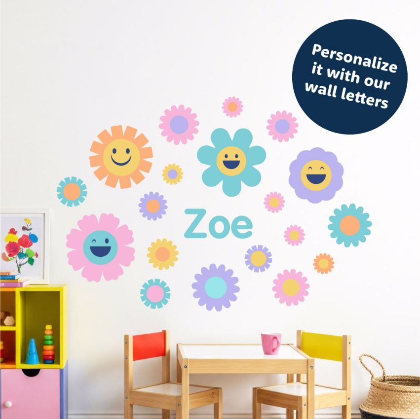 Pastel Smiley Flowers Wall Stickers product preview image