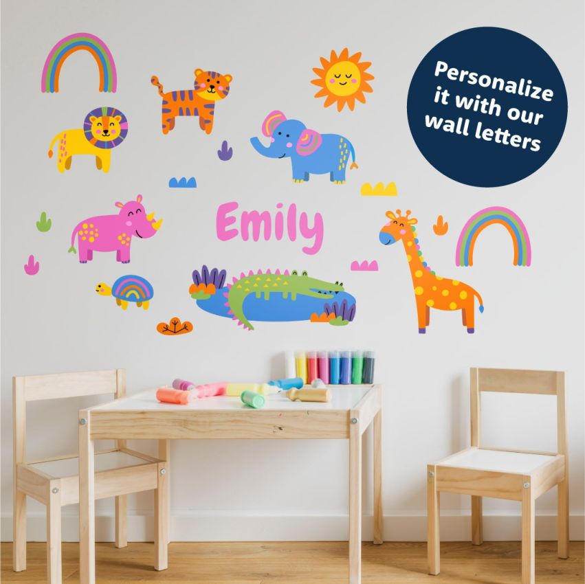 Pink Wild Animals Wall Stickers product preview image