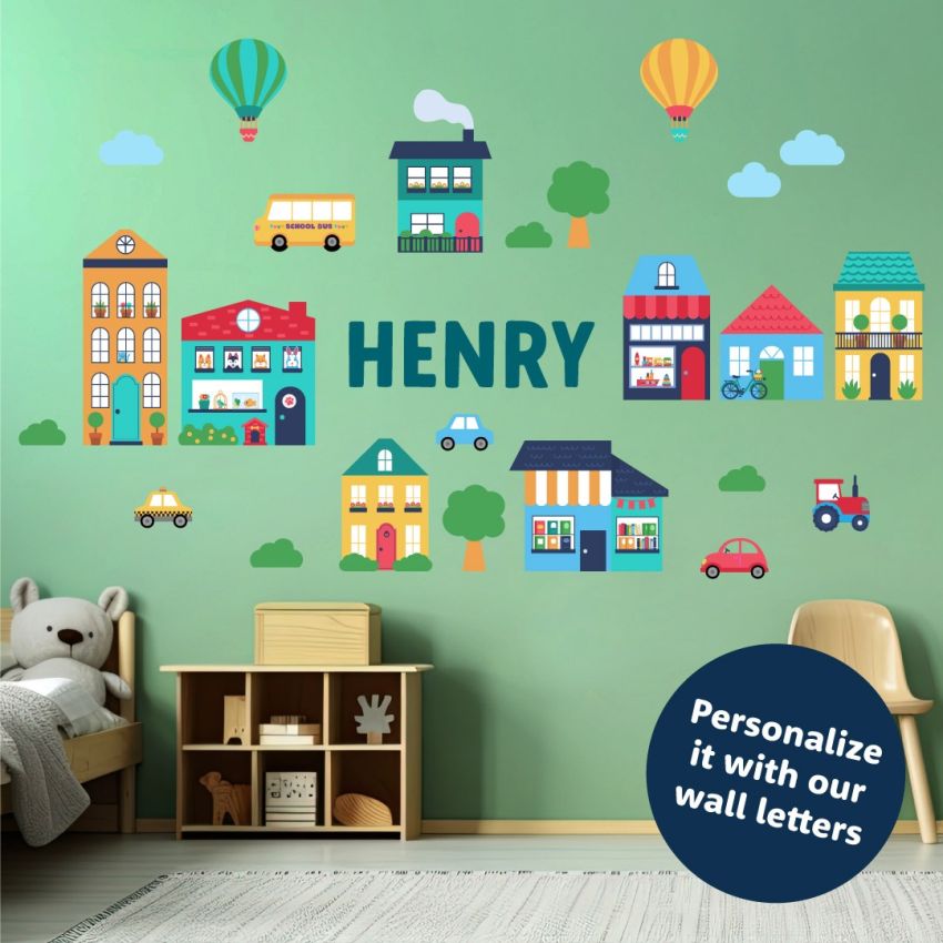 Red Little Town Wall Stickers product preview image