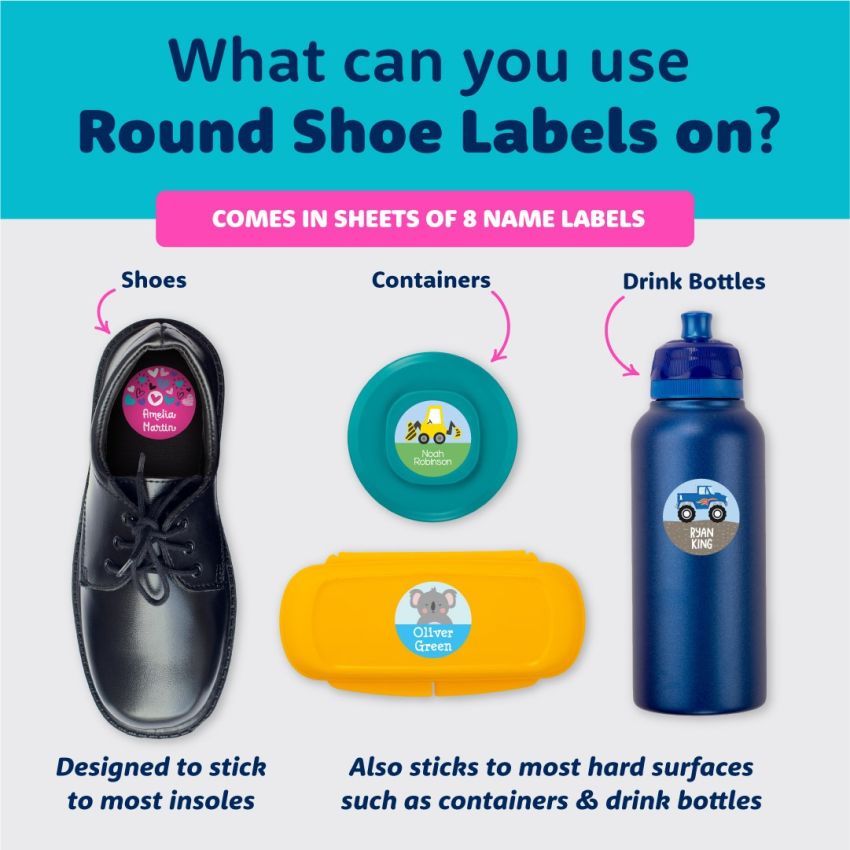 Round Shoe Stick On Name Labels product preview image