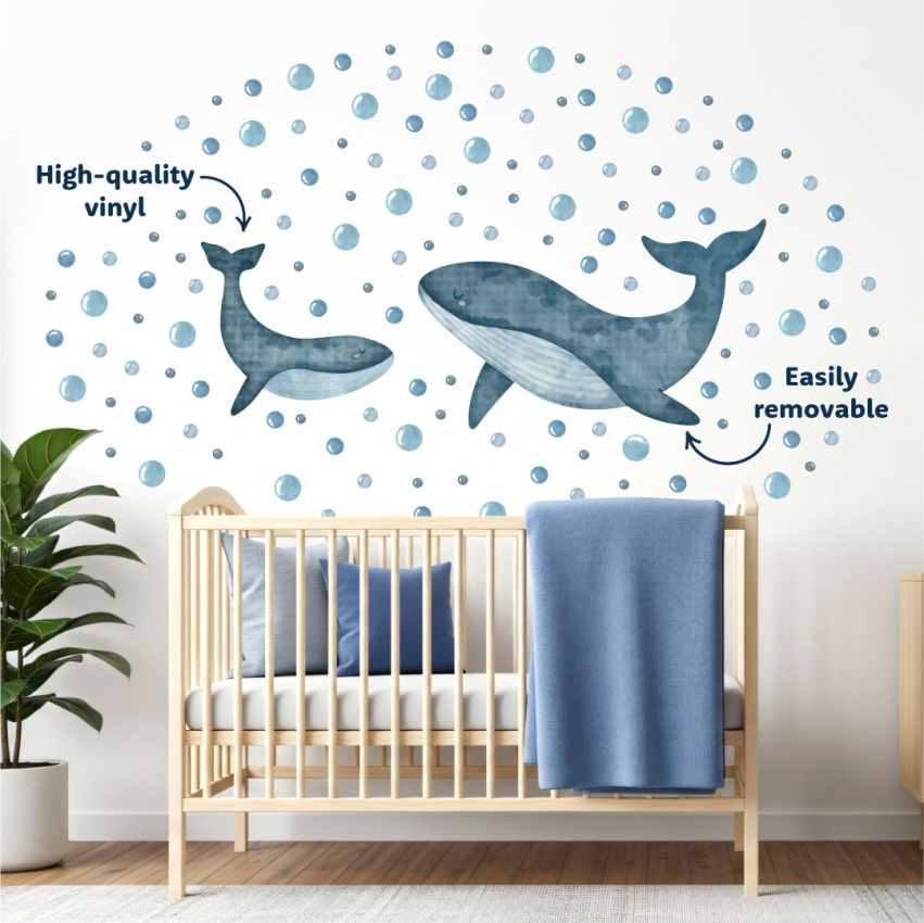 Watercolour Whale Wall Stickers gallery image №1