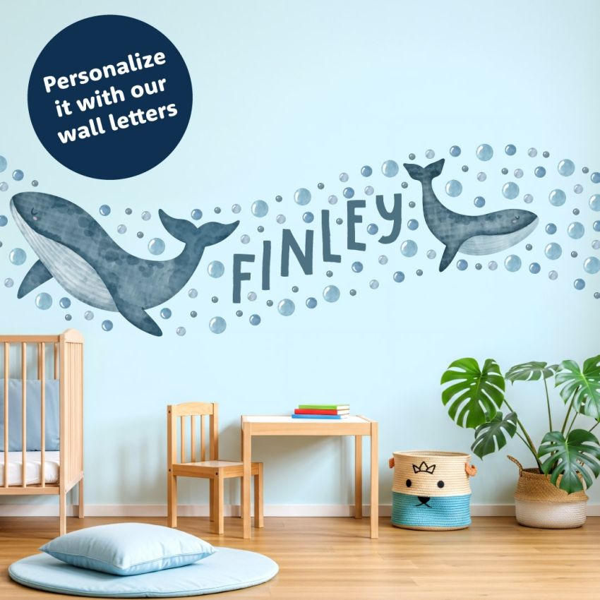 Watercolor Whale Wall Stickers gallery image №2