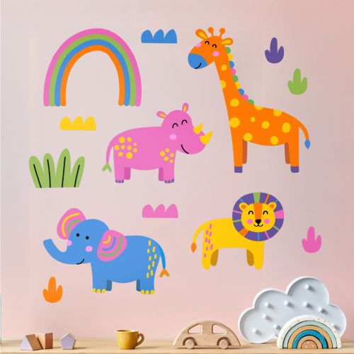 Cute Jungle Animals Wall Decals – Bright, Removable Stickers For Kids' Rooms, Nursery, Daycare, Easy Peel & Stick - View #12