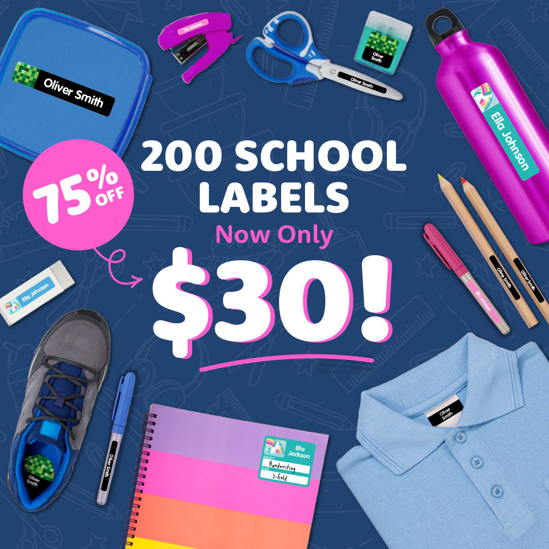 Designer School Name Labels Combo Pack
