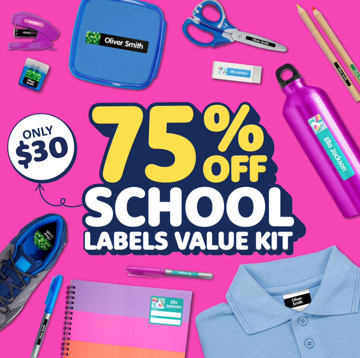 School Name Labels Combo Pack