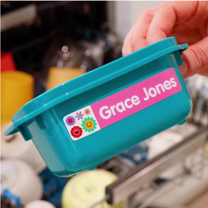 Labelled school girl's lunch box
