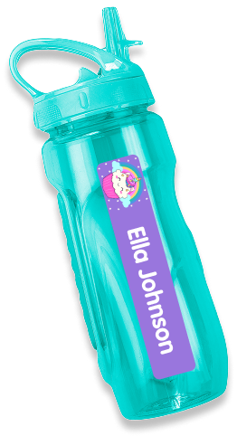 Large name label on a drink bottle