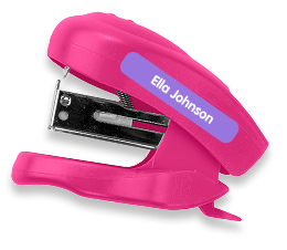 Mini name label on a stapler