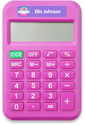 Small name label on a calculator